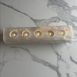 Large Selenite Log Tea Light Candle Holder